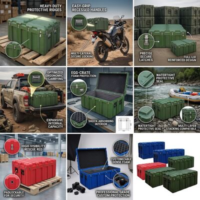 ポータブル回転成形ツールボックス スプリング式ハンドル LLDPE モバイル機器キャリア フィールドサービス技術者用