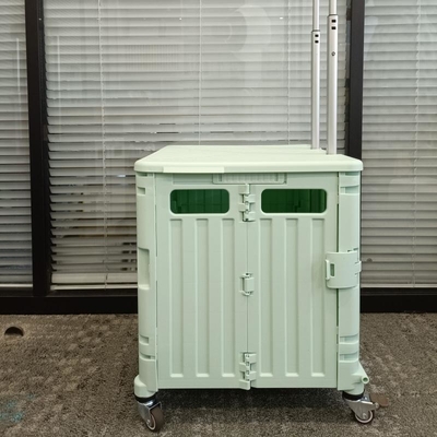 スーパーマーケットの座席ハンドルの車輪が付いているプラスチック買物車の折り畳み式のトロリー