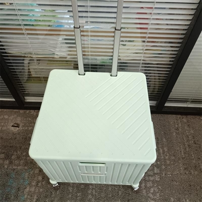スーパーマーケットの座席ハンドルの車輪が付いているプラスチック買物車の折り畳み式のトロリー