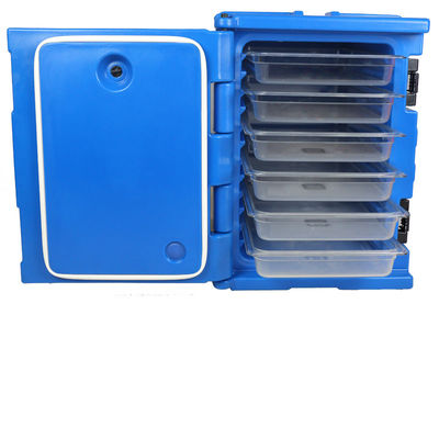 産業用 100L ホット食品輸送コンテナ、ドレンバルブ付き LLDPE 断熱 4 輪ケータリングボックス