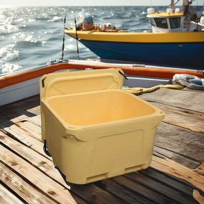 LLDPE素材とPUフォーム断熱材を使用した、1000L容量の回転成形クーラーボックス（工業用魚類保管用）