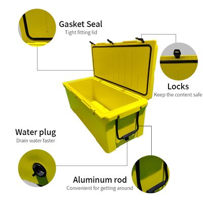 240QT 大型ローモールドクーラーボックス – 釣りや旅行用ヘビーデューティーアウトドアアイスチェスト