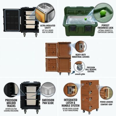 断熱食品配送箱 72L 操作防止蓋システム付き回転型熱輸送容器