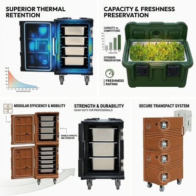 フロントローディング断熱フードキャリア 110L モバイルケータリング輸送ボックス キャスター付き GN パン対応