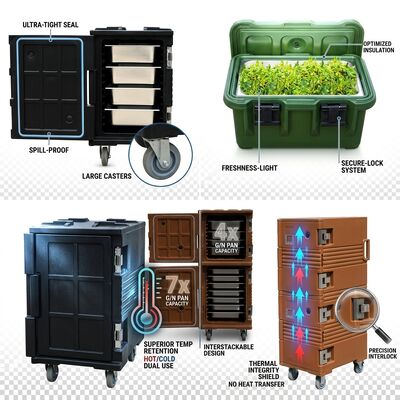 フロントローディング断熱フードキャリア 110L モバイルケータリング輸送ボックス キャスター付き GN パン対応