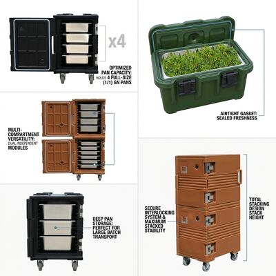 フロントローディング断熱フードキャリア 110L モバイルケータリング輸送ボックス キャスター付き GN パン対応