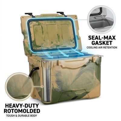 ポータブル38L回転型冷蔵庫 屋外氷箱 漏れ防止の排水栓 家族ピクニック冷蔵庫