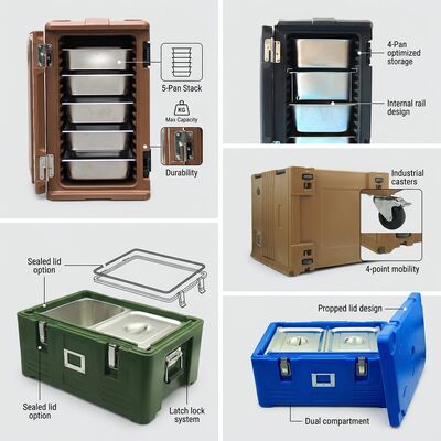 Cater Box 30L Insulated Catering Box Small Event Food Transport Carrier PE GN Pan Stackable 630x450x310mm